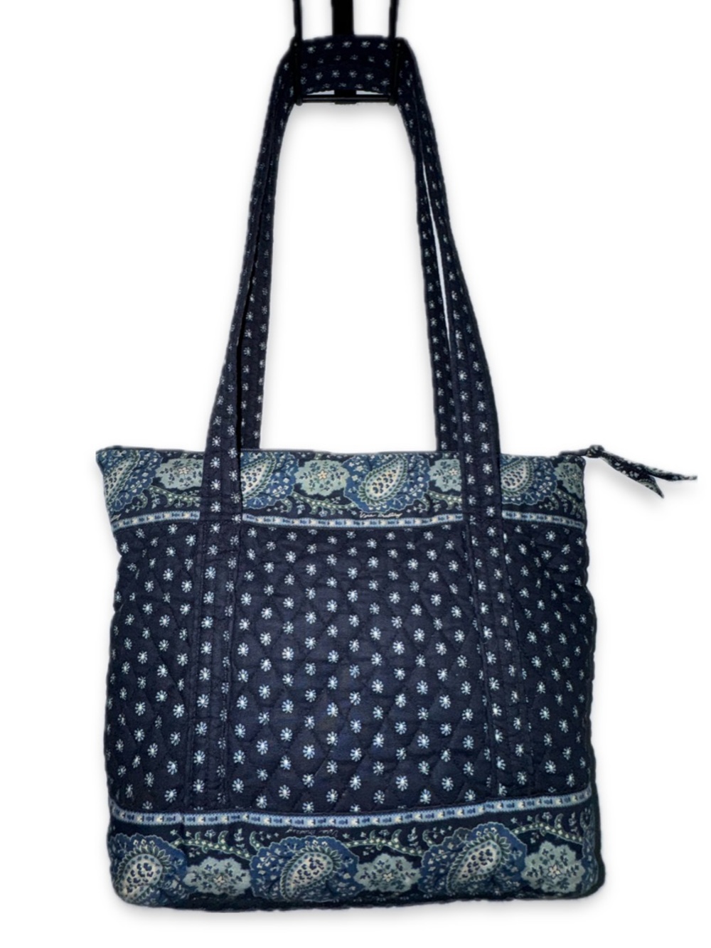 VERA BRADLEY QUILTED NAVY PAISLEY ZIP TOTE BAG - Picture 2 of 4